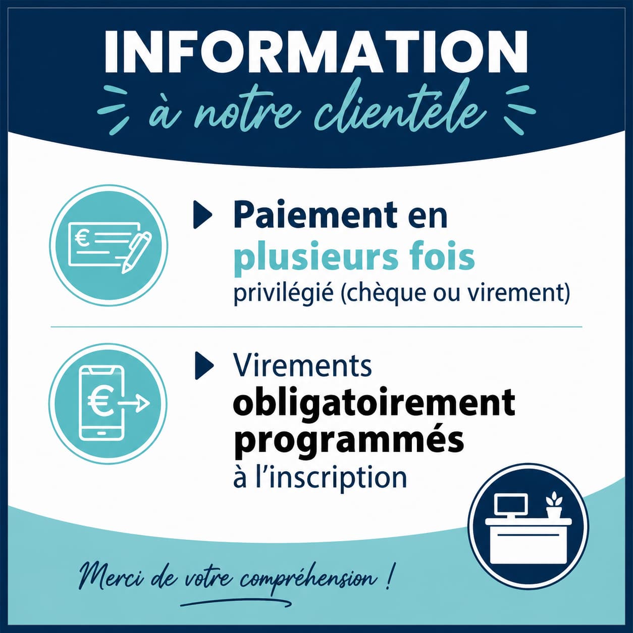 Carte bleu non acceptée piscine Physieau coaching aquatique et bien-être piscine La Rochelle 17